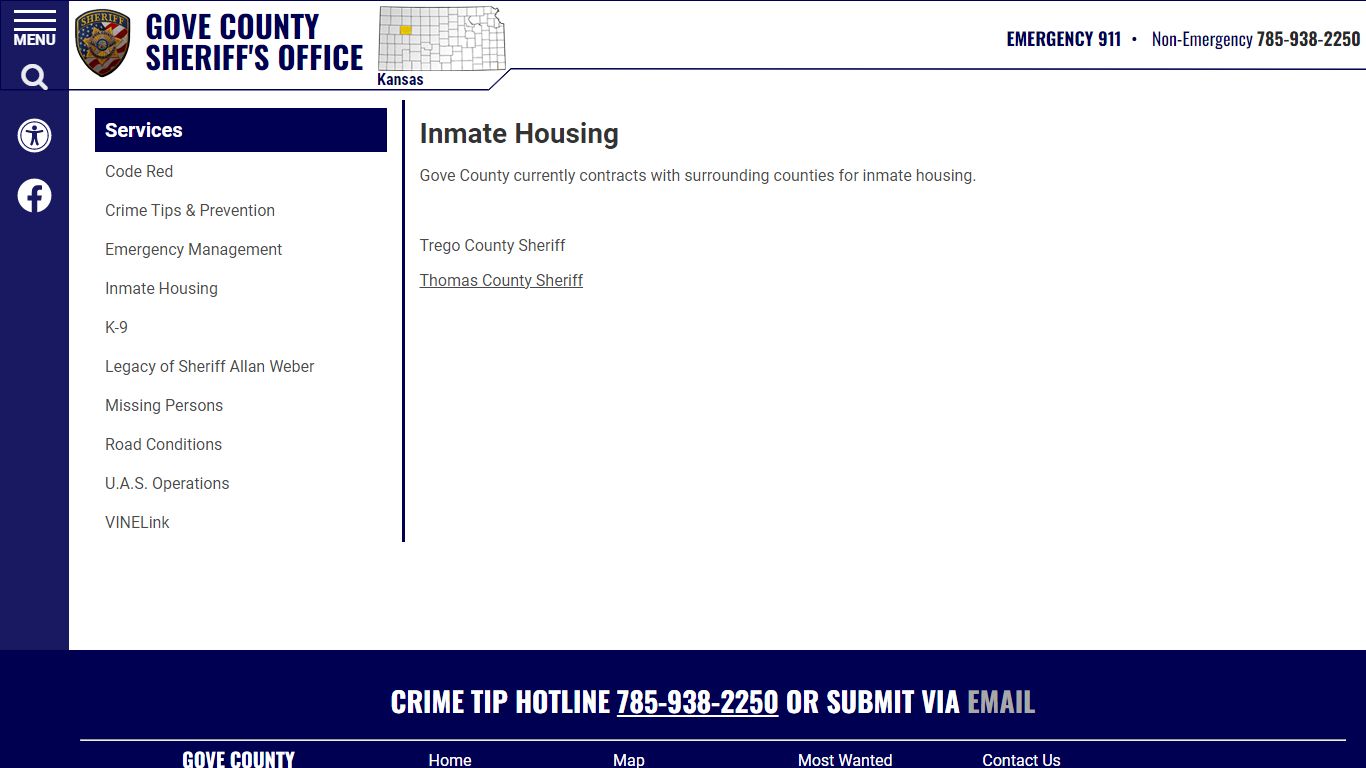 Inmate Housing | Gove County Sheriff KS