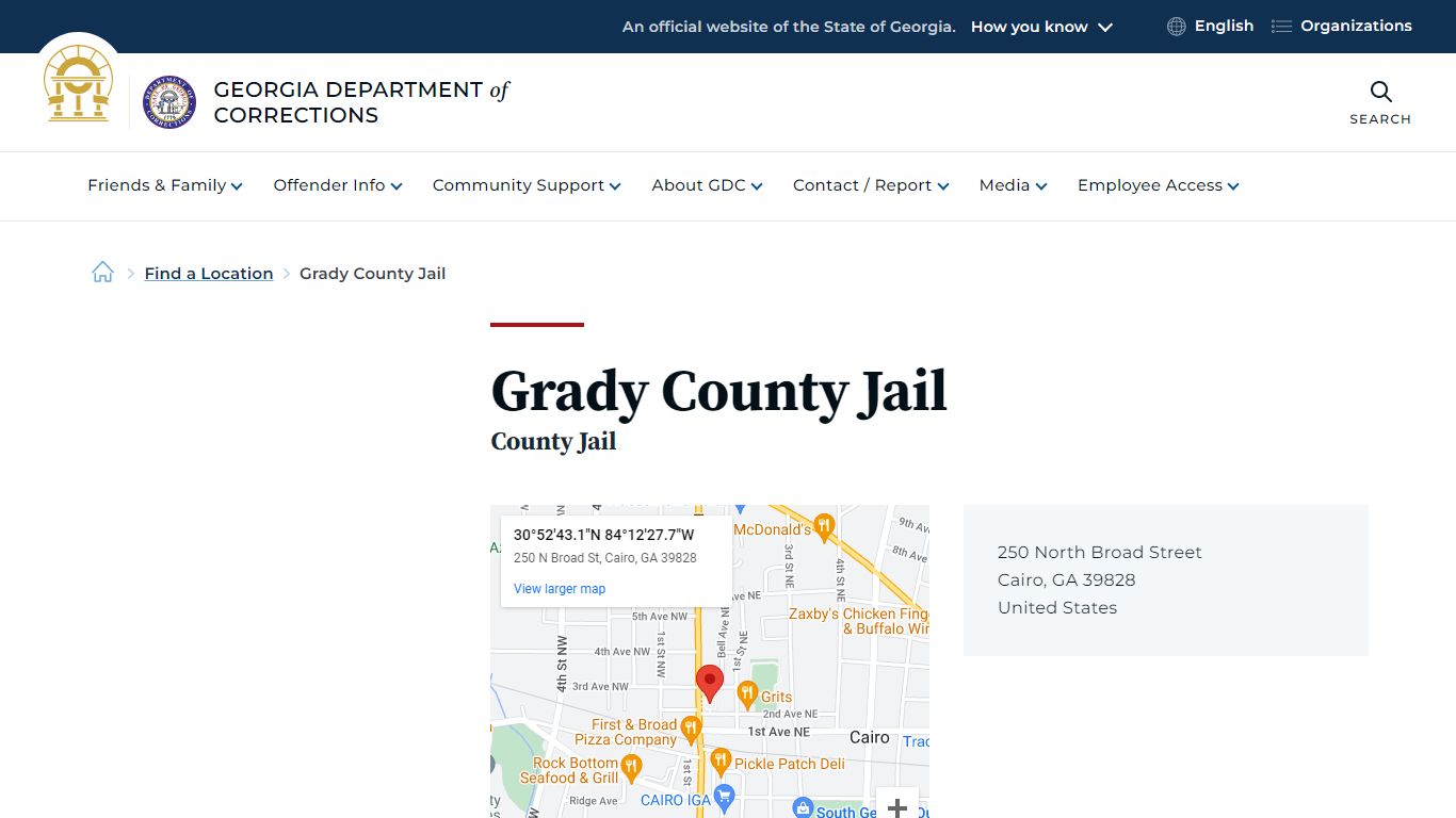 Grady County Jail | Georgia Department of Corrections