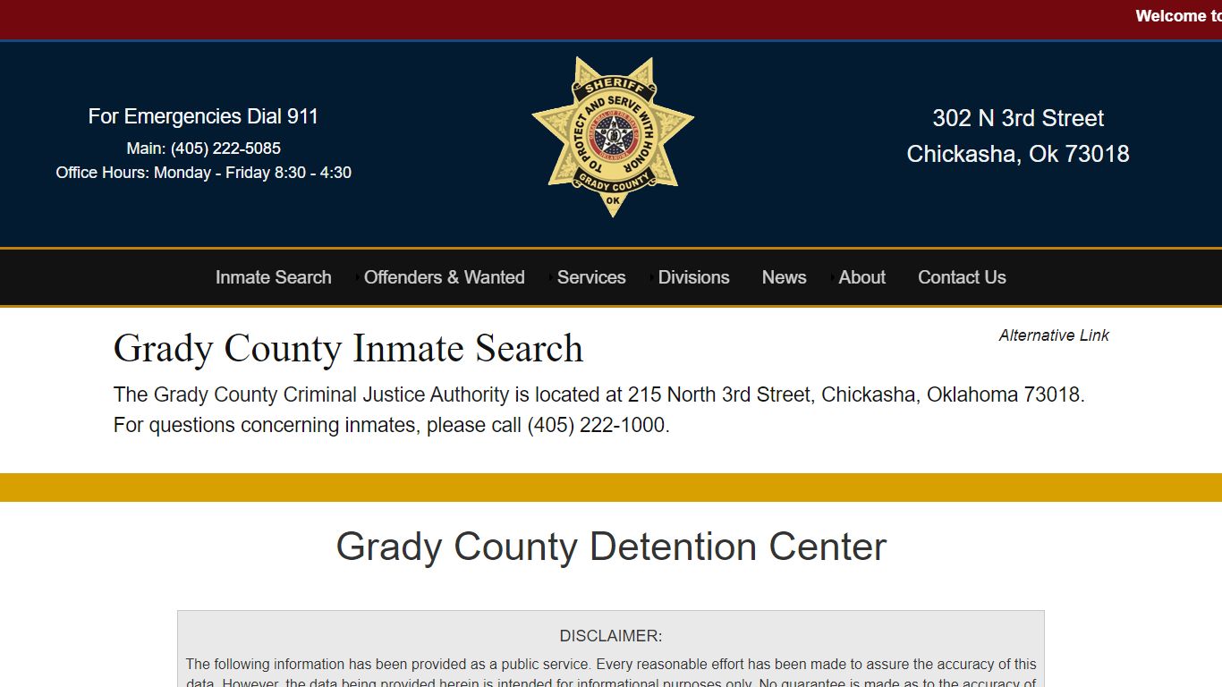 Inmate Search - Grady County Sheriff's Office