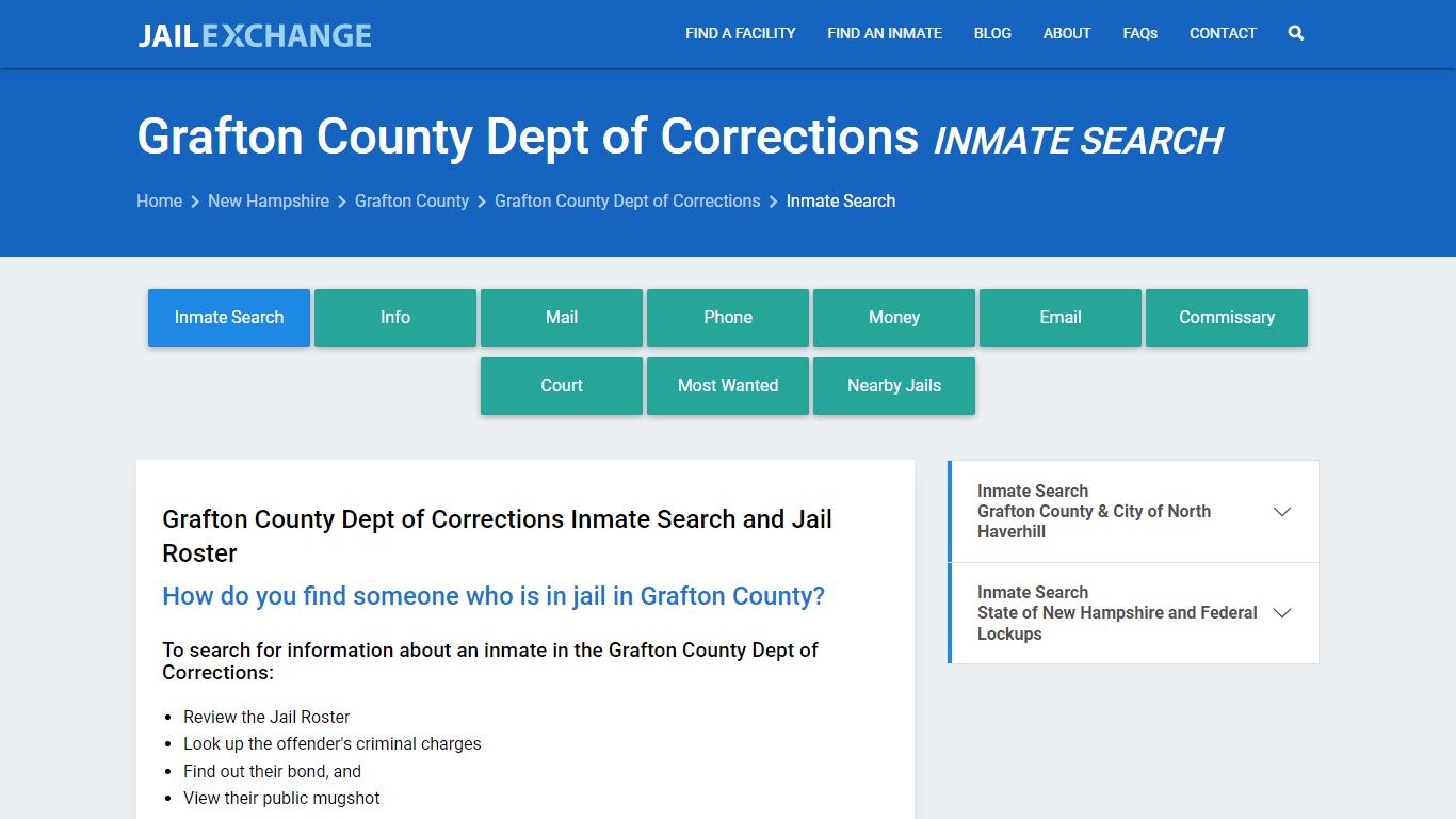 Grafton County Dept of Corrections Inmate Search - Jail Exchange