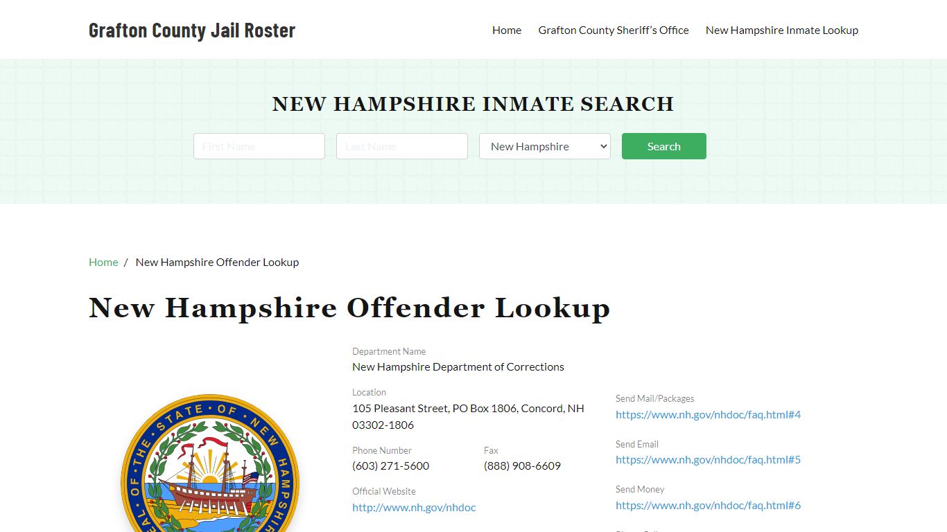 New Hampshire Inmate Search, Jail Rosters