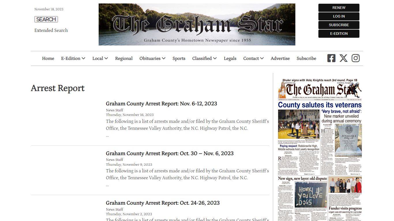 Arrest Report | The Graham Star, Robbinsville, North Carolina