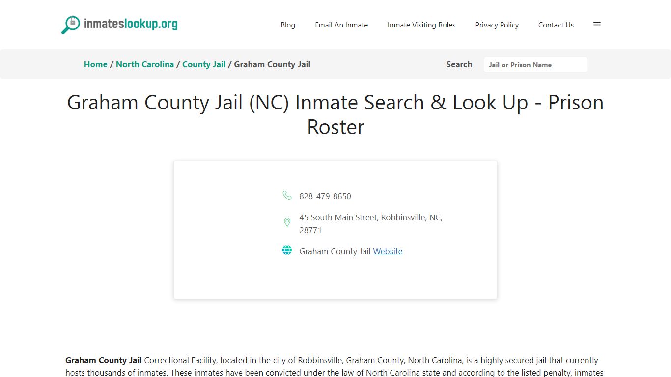 Graham County Jail (NC) Inmate Search & Look Up - Prison Roster