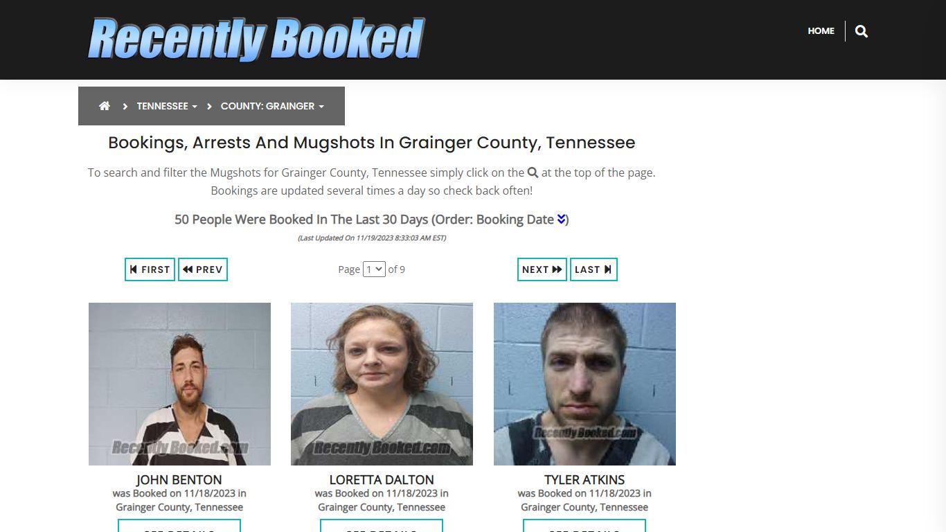 Bookings, Arrests and Mugshots in Grainger County, Tennessee