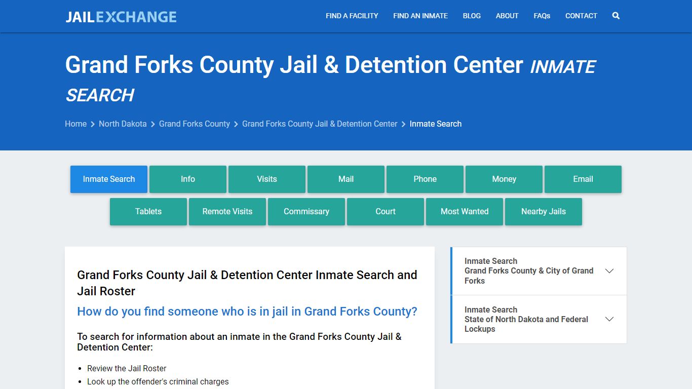 Grand Forks County Jail & Detention Center Inmate Search