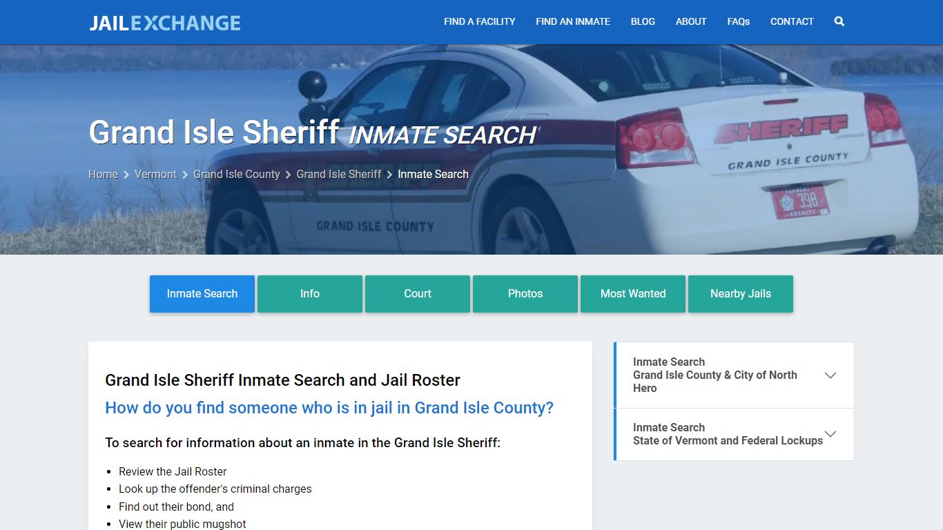 Inmate Search: Roster & Mugshots - Grand Isle Sheriff, VT - Jail Exchange