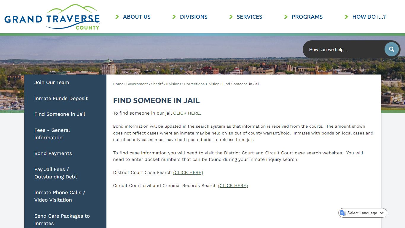 Find Someone in Jail | Grand Traverse County, MI
