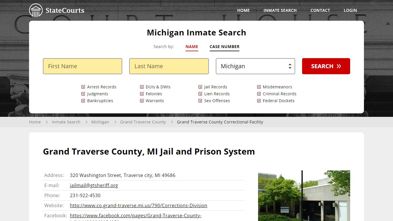 Grand Traverse County Correctional Facility Inmate Records Search ...