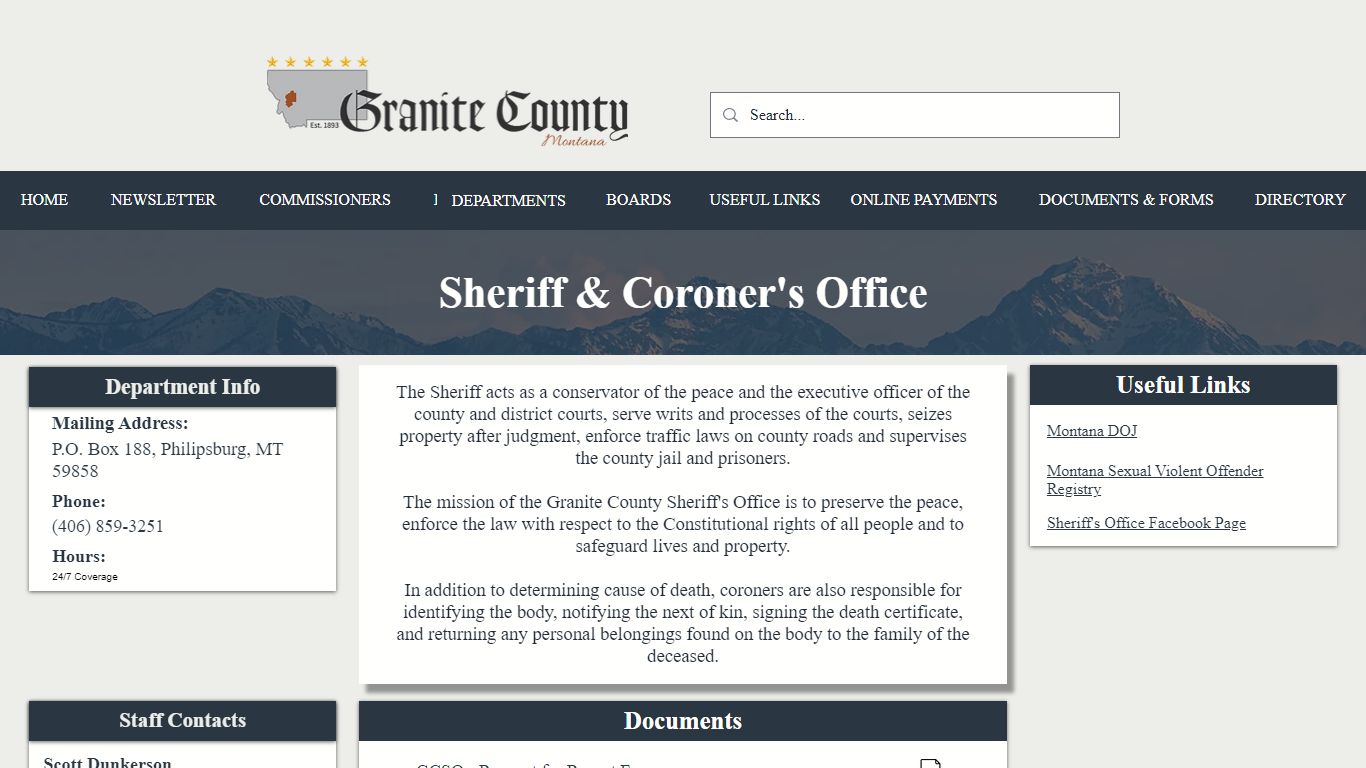 Sheriff's Office | Granite County, MT