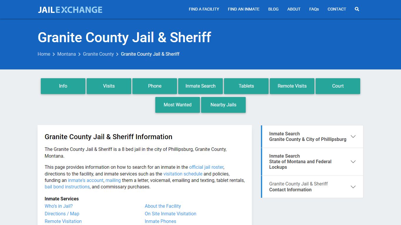Granite County Jail & Sheriff, MT Inmate Search, Information