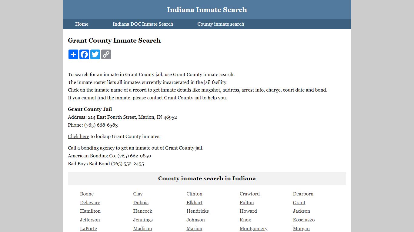 Grant County Inmate Search
