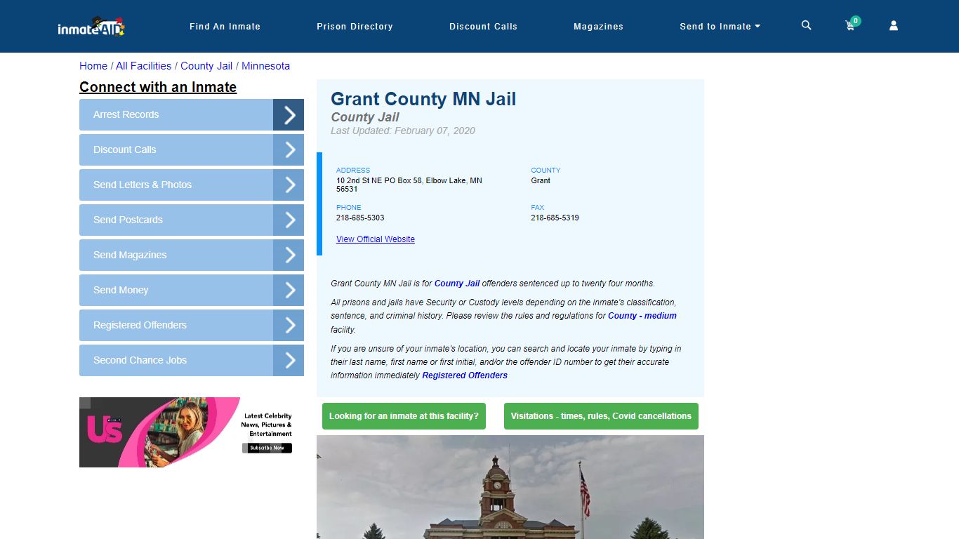 Grant County MN Jail - Inmate Locator - Elbow Lake, MN