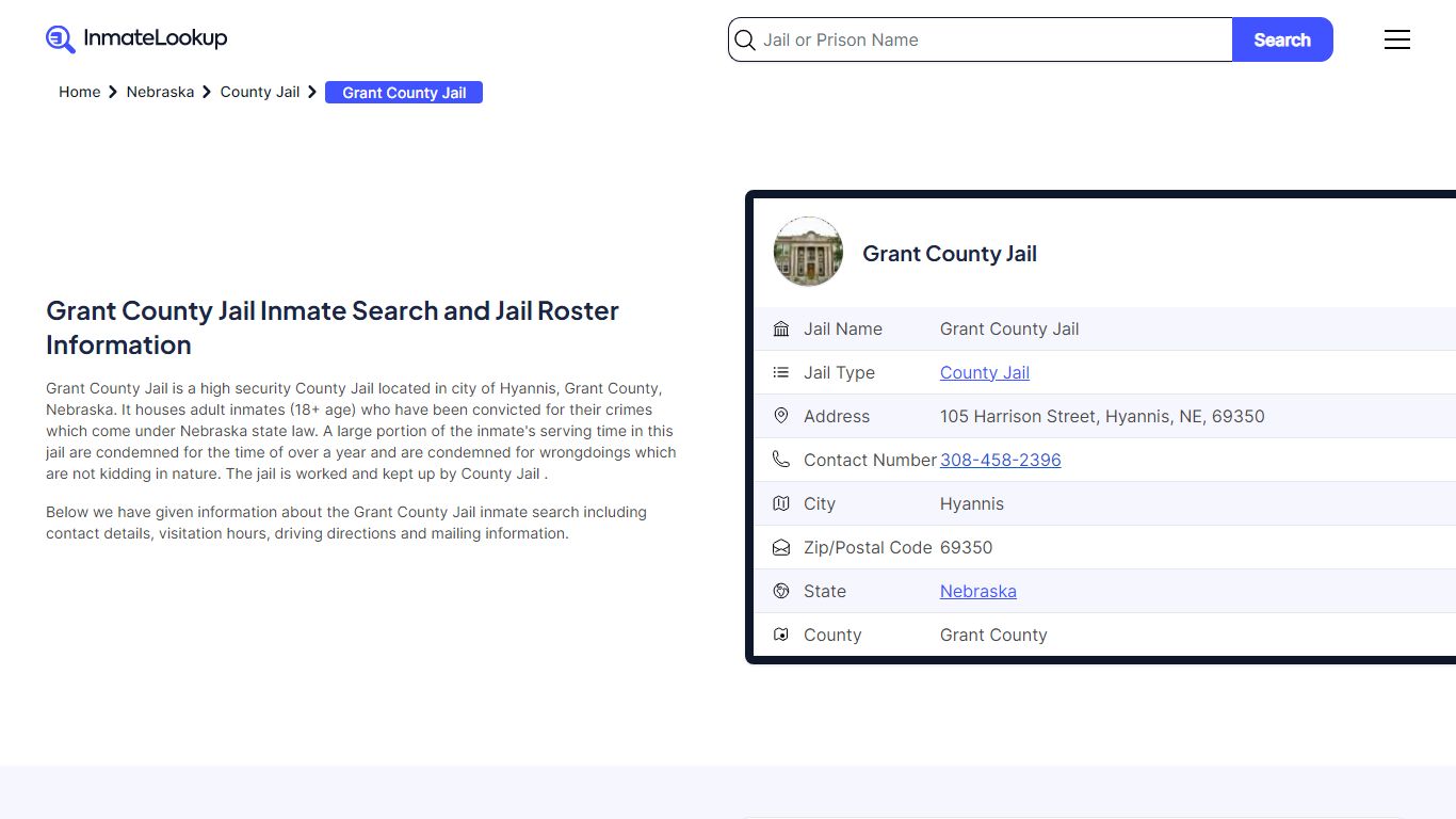 Grant County Jail (NE) Inmate Search Nebraska - Inmate Lookup