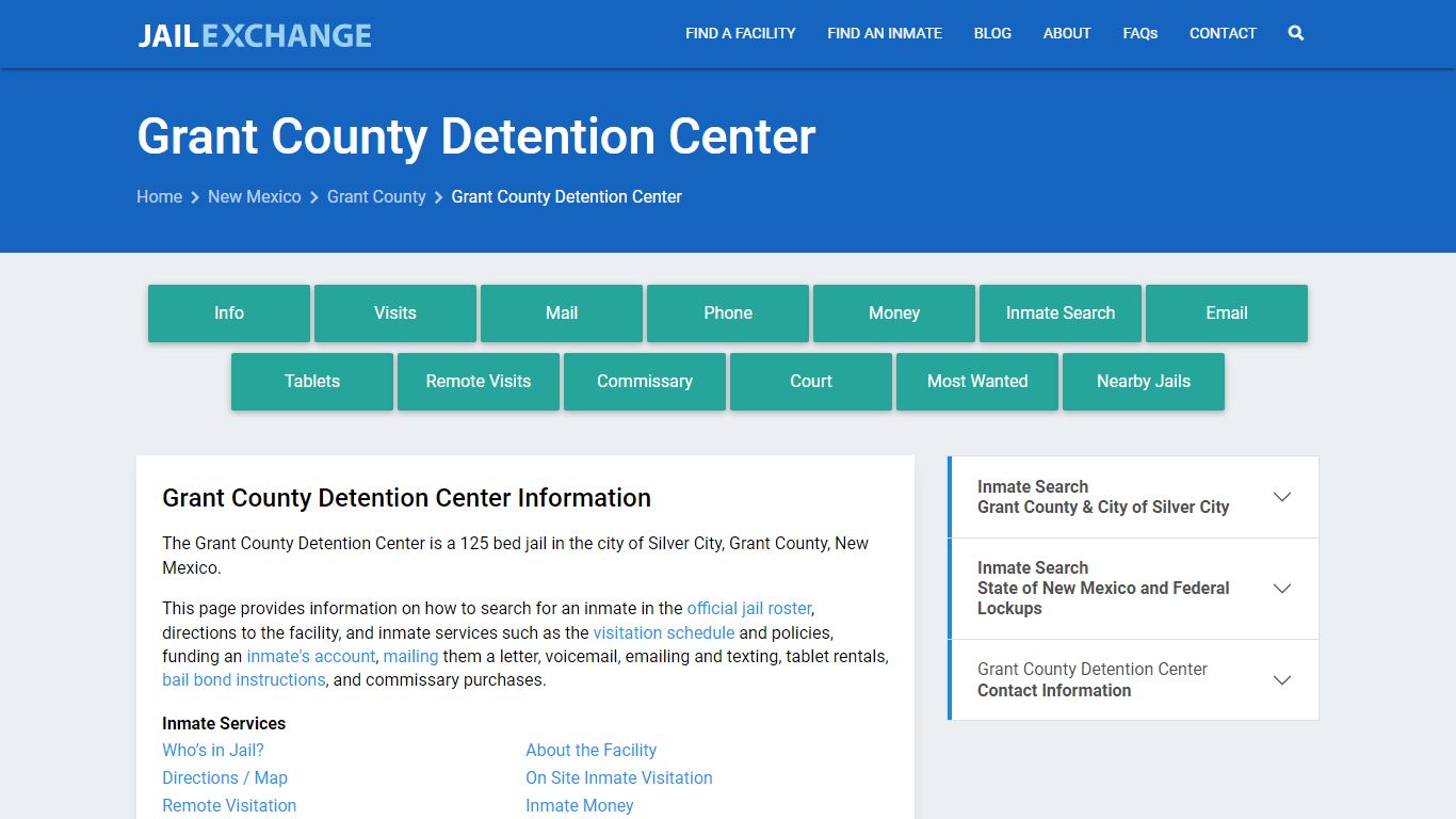 Grant County Detention Center, NM Inmate Search, Information