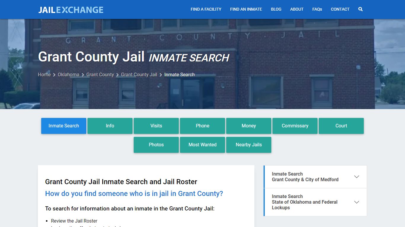 Inmate Search: Roster & Mugshots - Grant County Jail, OK