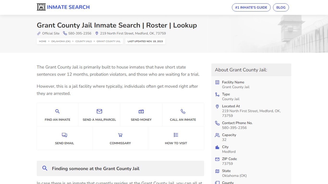 Grant County Jail Inmate Search | Roster | Lookup