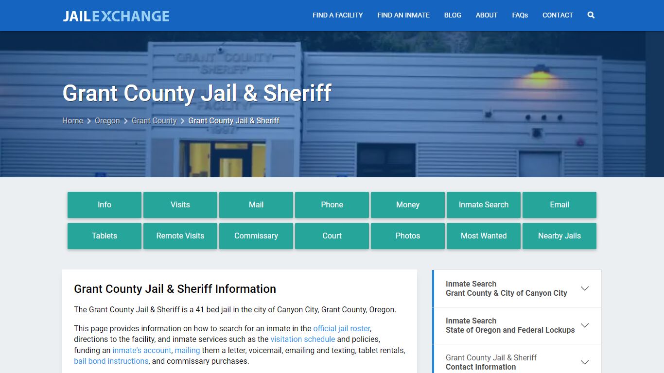 Grant County Jail & Sheriff, OR Inmate Search, Information