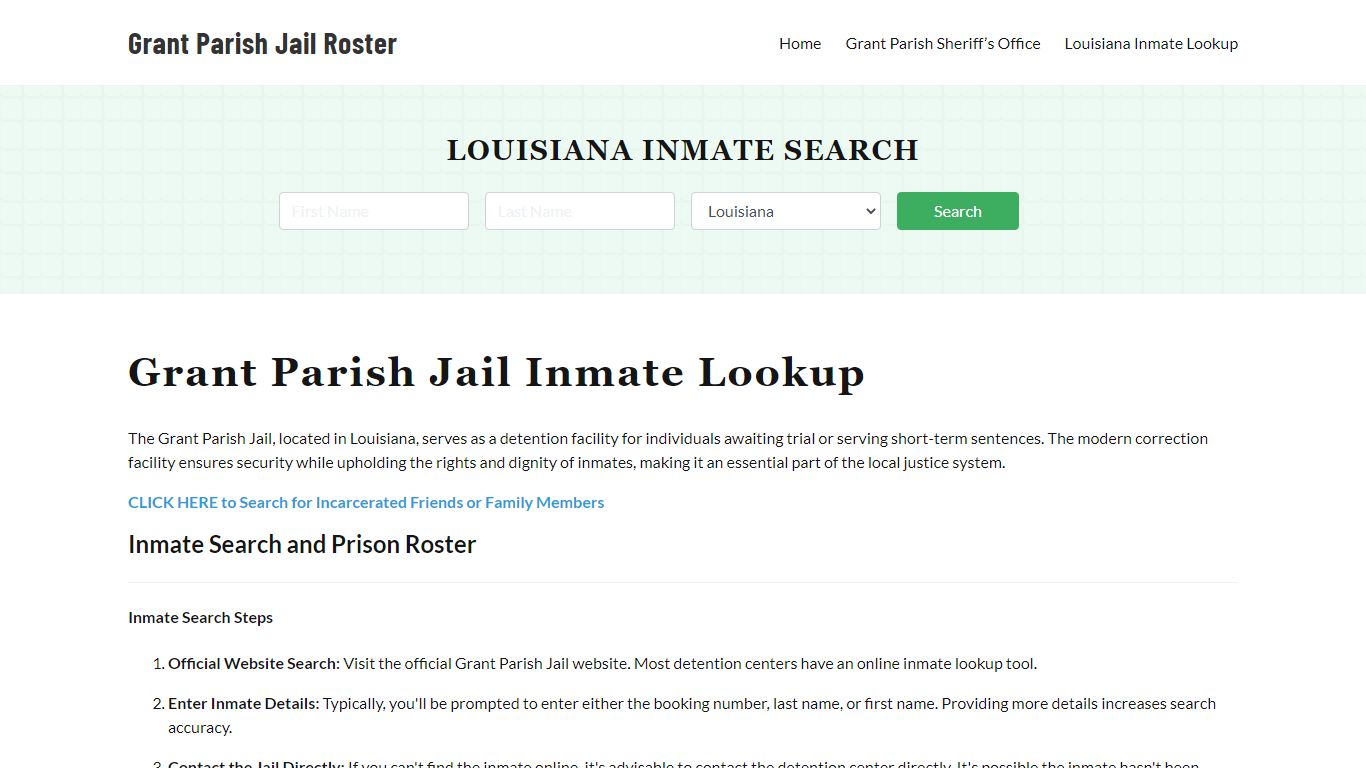 Grant Parish Jail Roster Lookup, LA, Inmate Search
