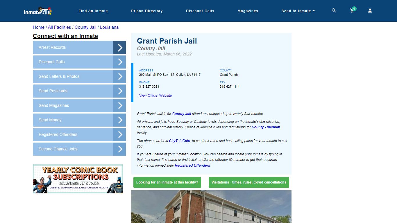 Grant Parish Jail - Inmate Locator - Colfax, LA