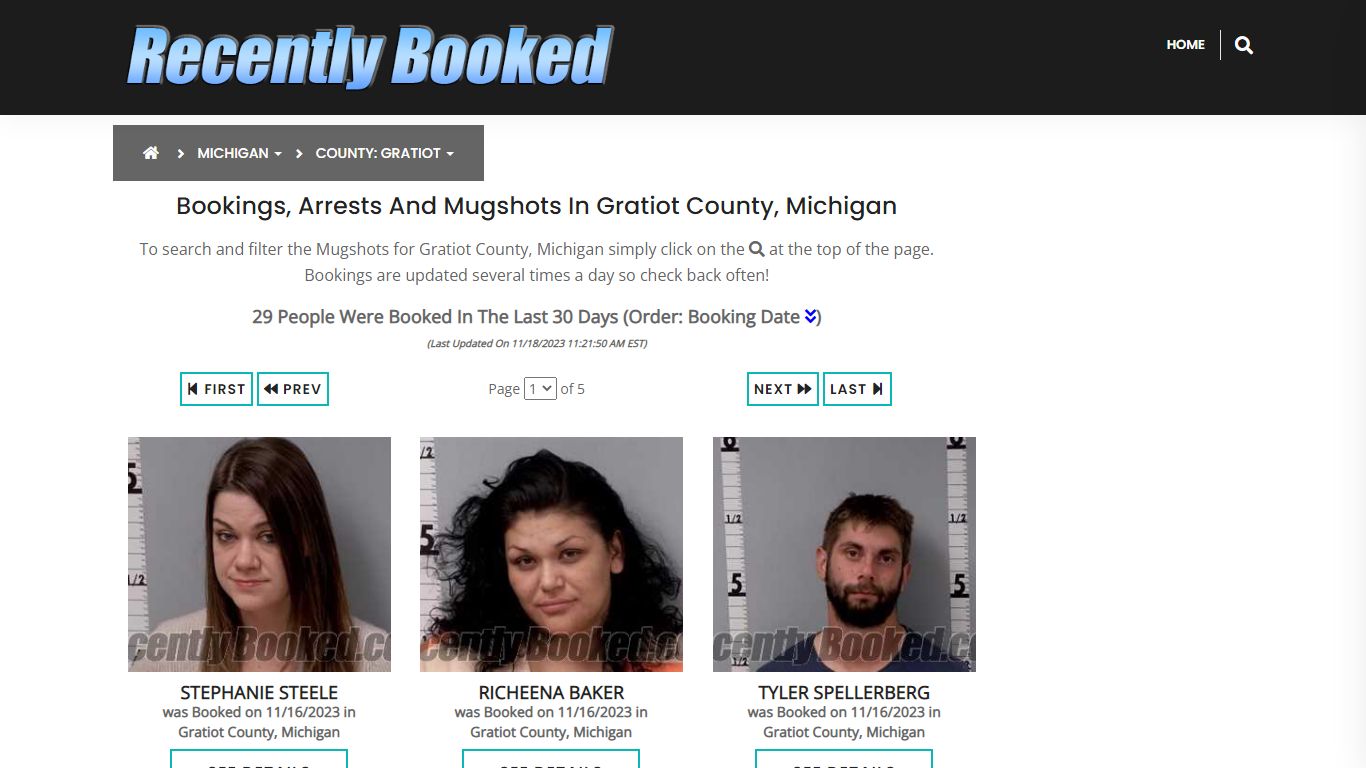 Recent bookings, Arrests, Mugshots in Gratiot County, Michigan