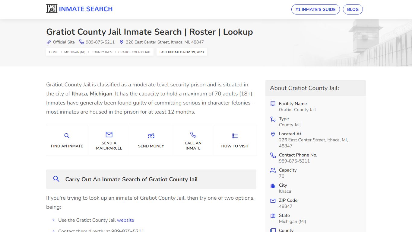 Gratiot County Jail Inmate Search | Roster | Lookup