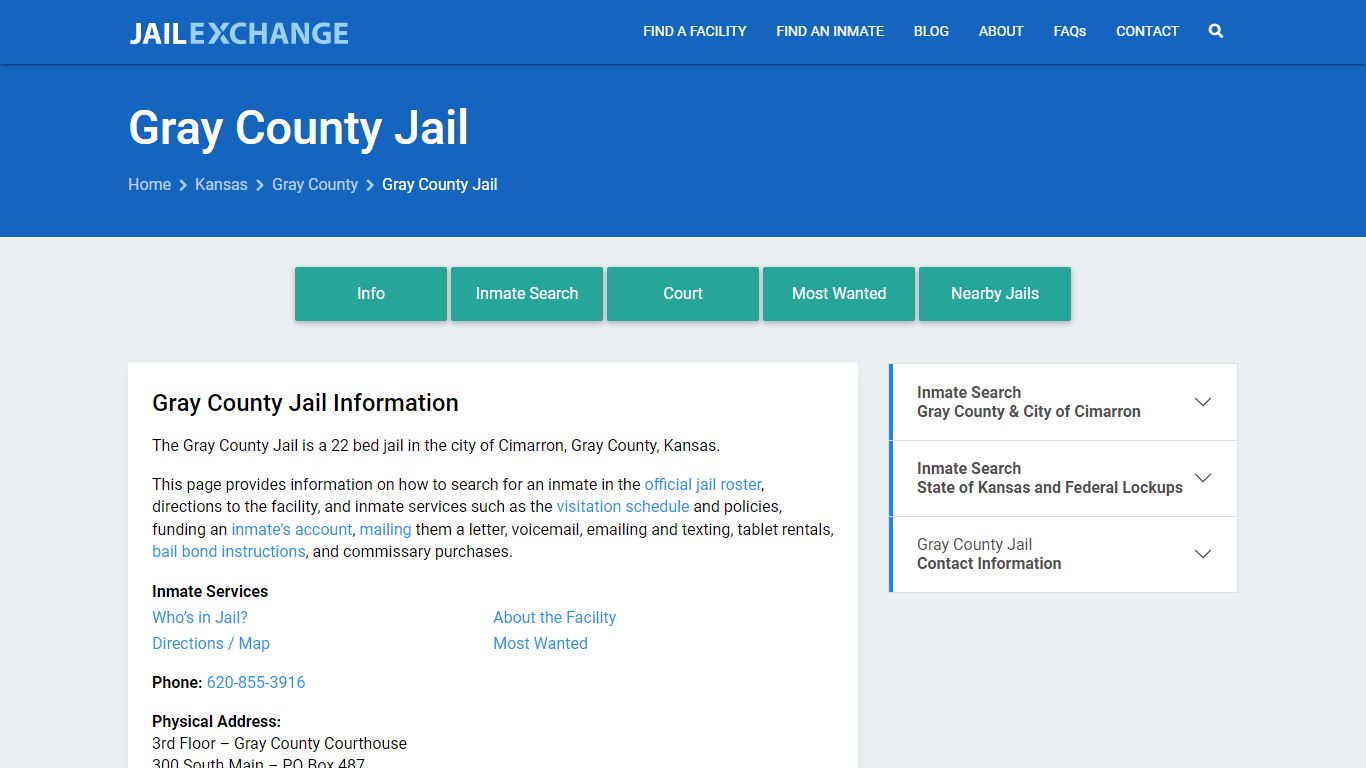 Gray County Jail, KS Inmate Search, Information - Jail Exchange