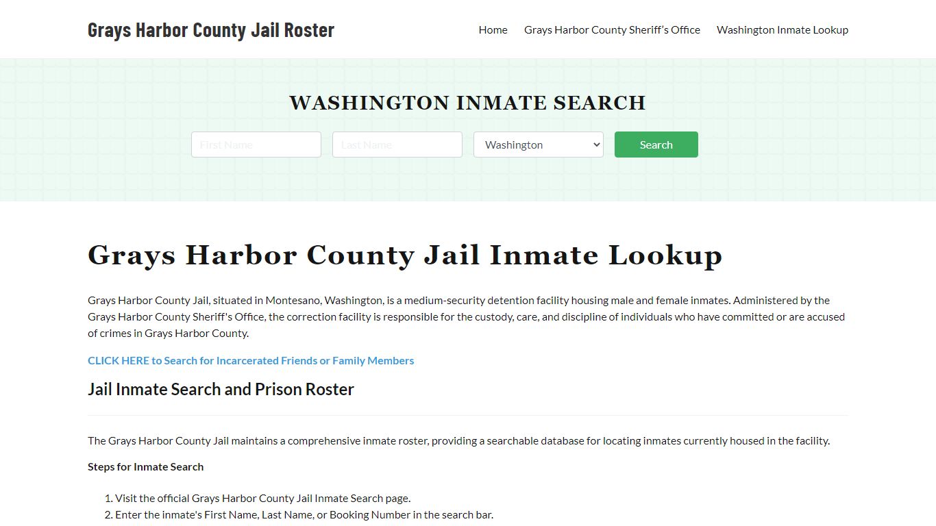 Grays Harbor County Jail Roster Lookup, WA, Inmate Search
