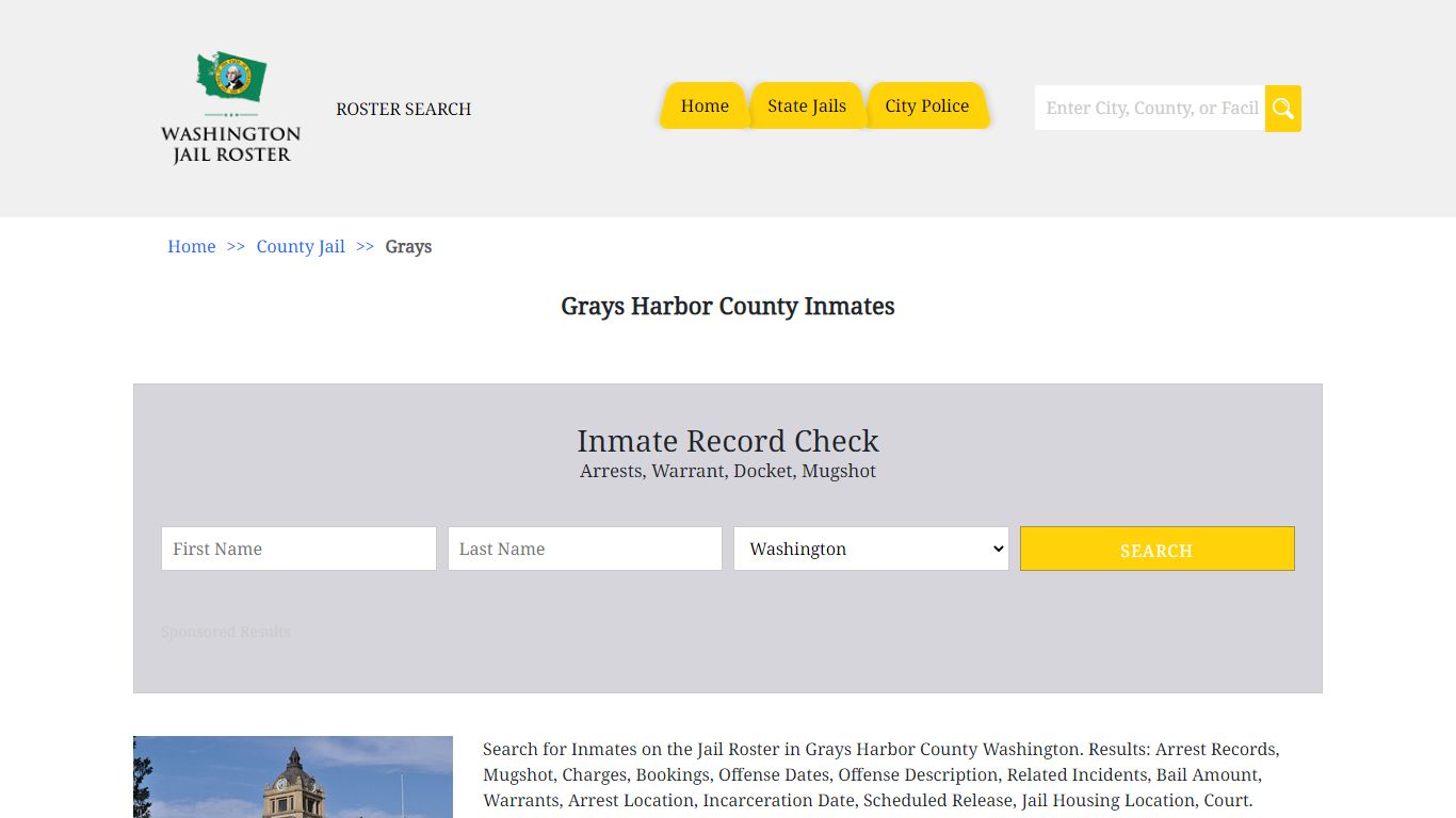 Grays Harbor County Inmates | Jail Roster Search
