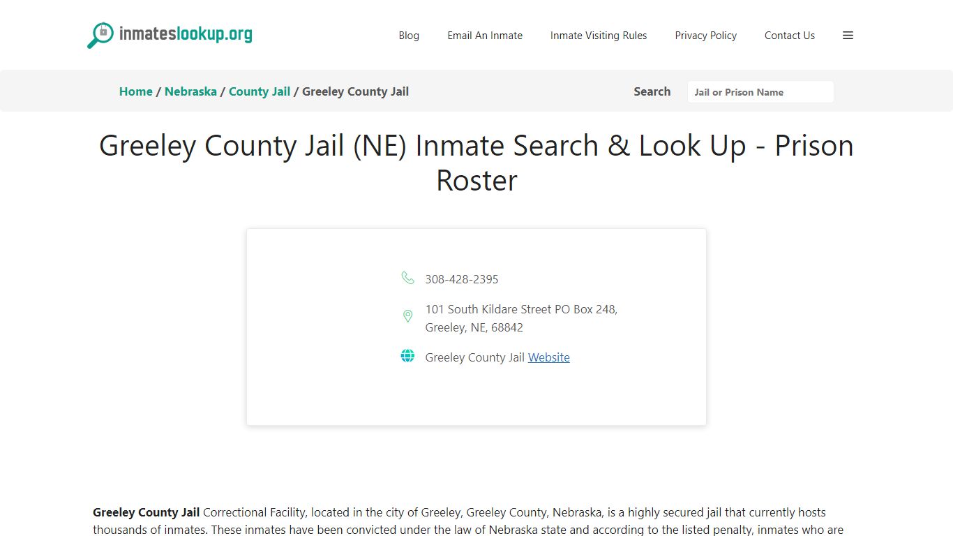 Greeley County Jail (NE) Inmate Search & Look Up - Prison Roster