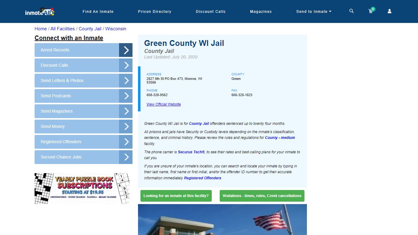Green County WI Jail - Inmate Locator - Monroe, WI