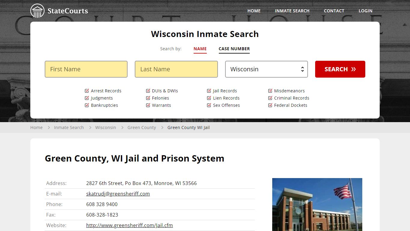 Green County WI Jail Inmate Records Search, Wisconsin - StateCourts