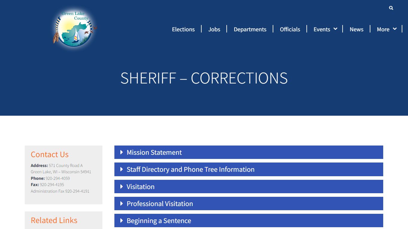 Sheriff - Corrections - Green Lake County, WI