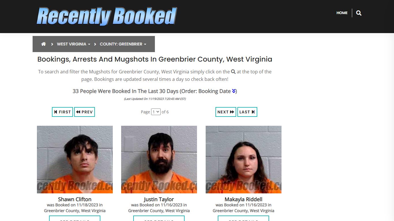 Bookings, Arrests and Mugshots in Greenbrier County, West Virginia