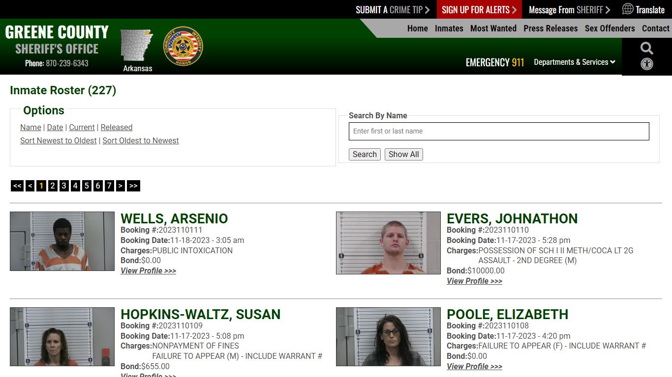 Inmate Roster (226) - Greene County AR Sheriff's Office
