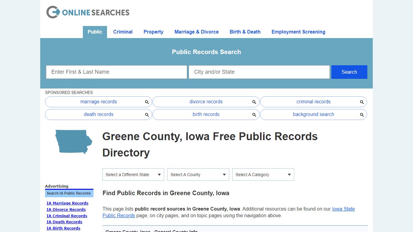 Greene County, Iowa Public Records Directory - OnlineSearches.com