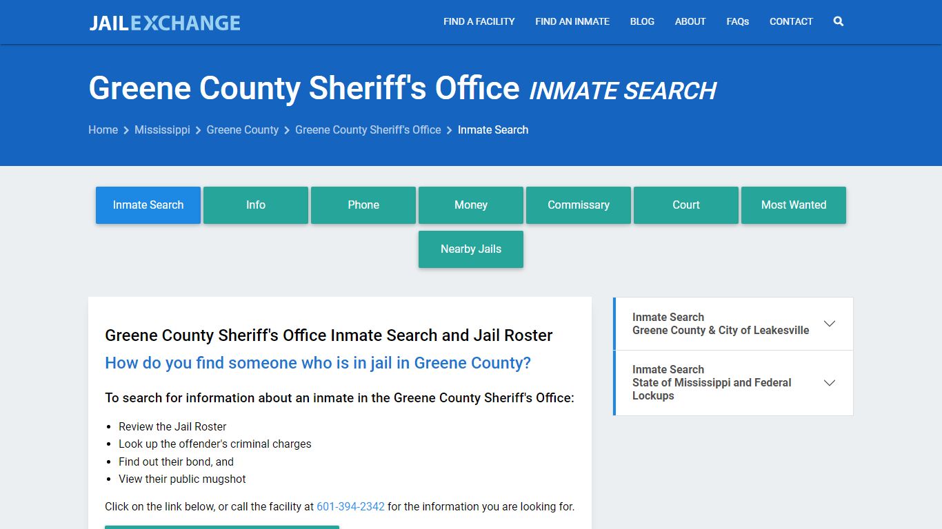 Greene County Sheriff's Office Inmate Search - Jail Exchange