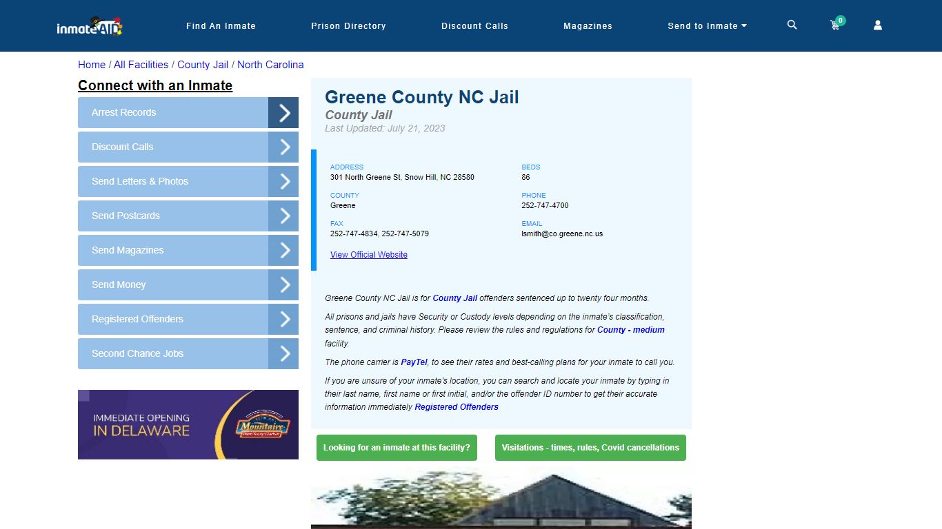 Greene County NC Jail - Inmate Locator - Snow Hill, NC