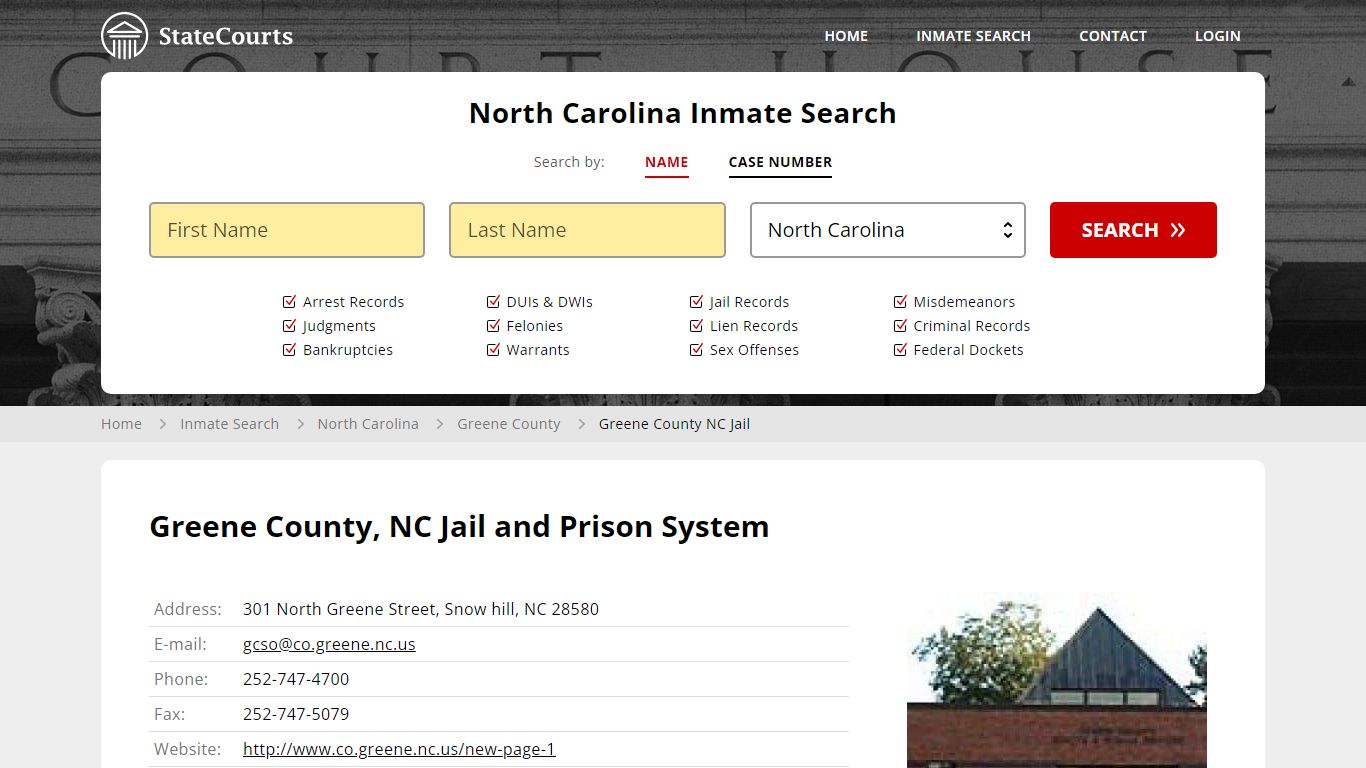Greene County, NC Jail and Prison System - State Courts