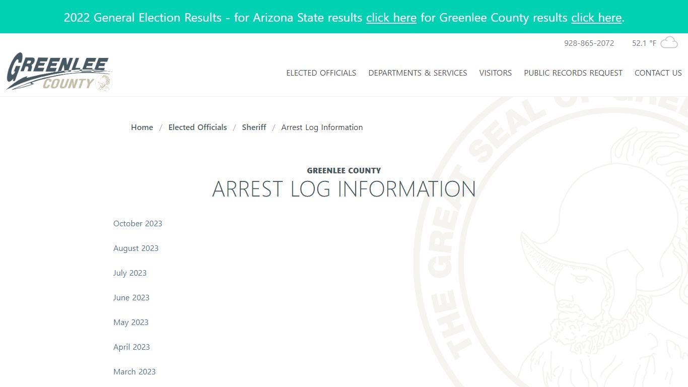 Greenlee County - sheriff Arrest Log Information