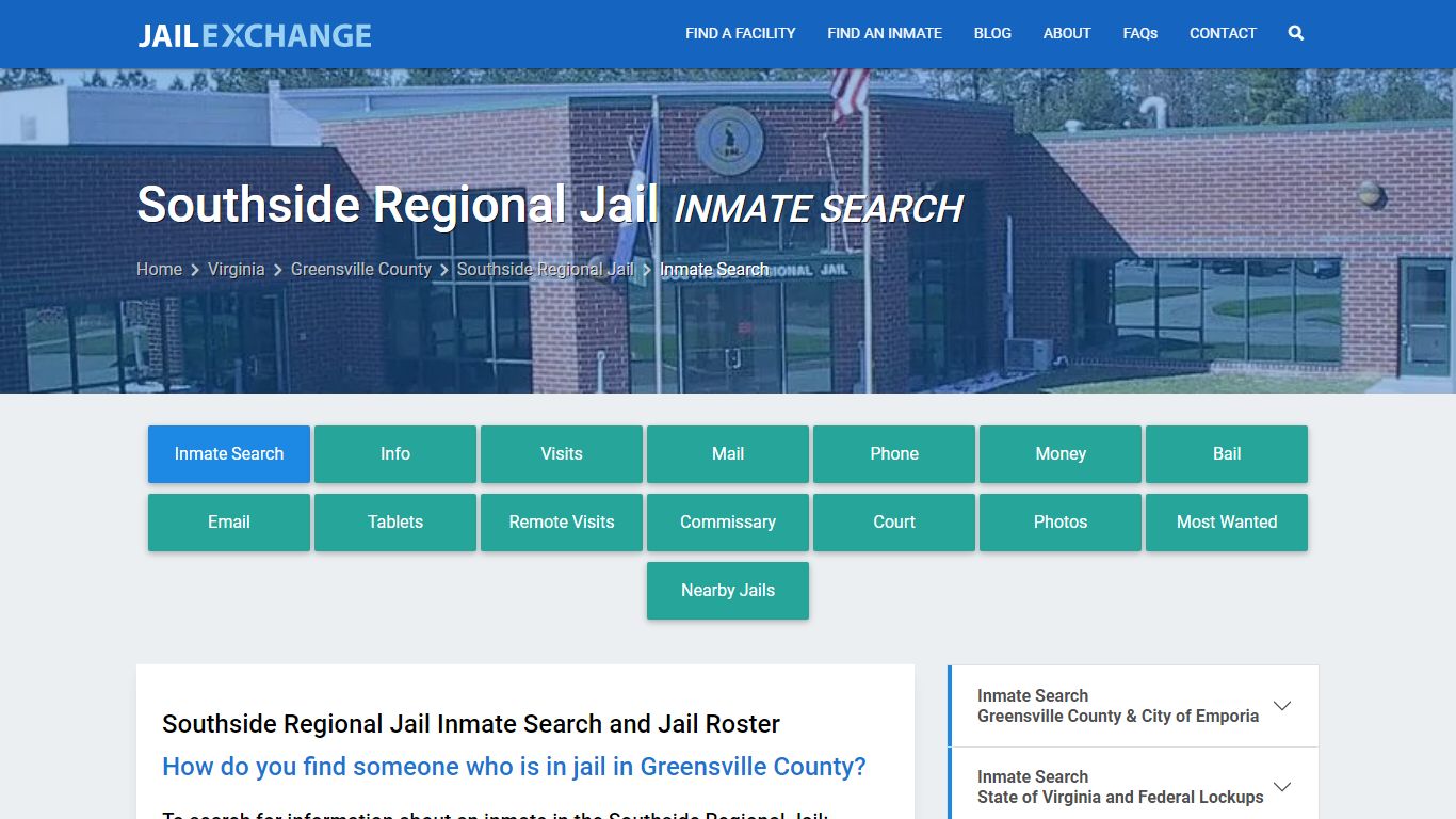 Inmate Search: Roster & Mugshots - Southside Regional Jail, VA