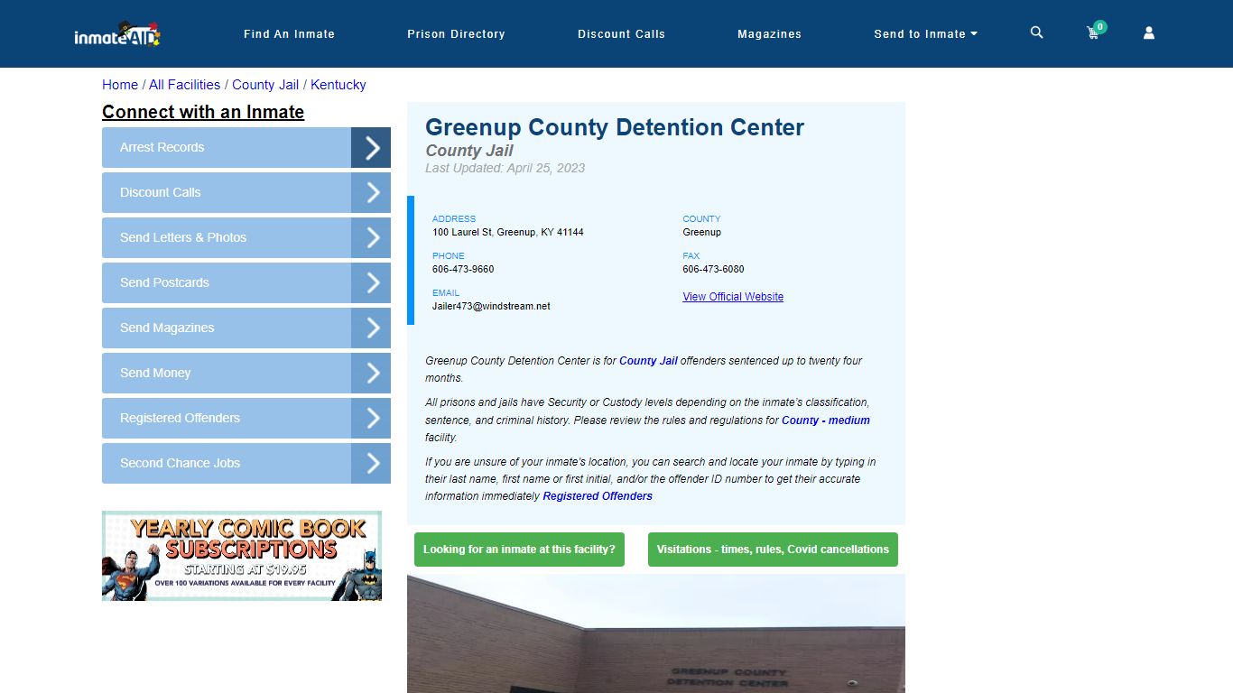 Greenup County Detention Center - Inmate Locator - Greenup, KY