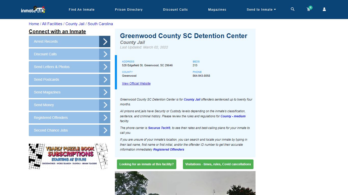 Greenwood County SC Detention Center - Inmate Locator - Greenwood, SC