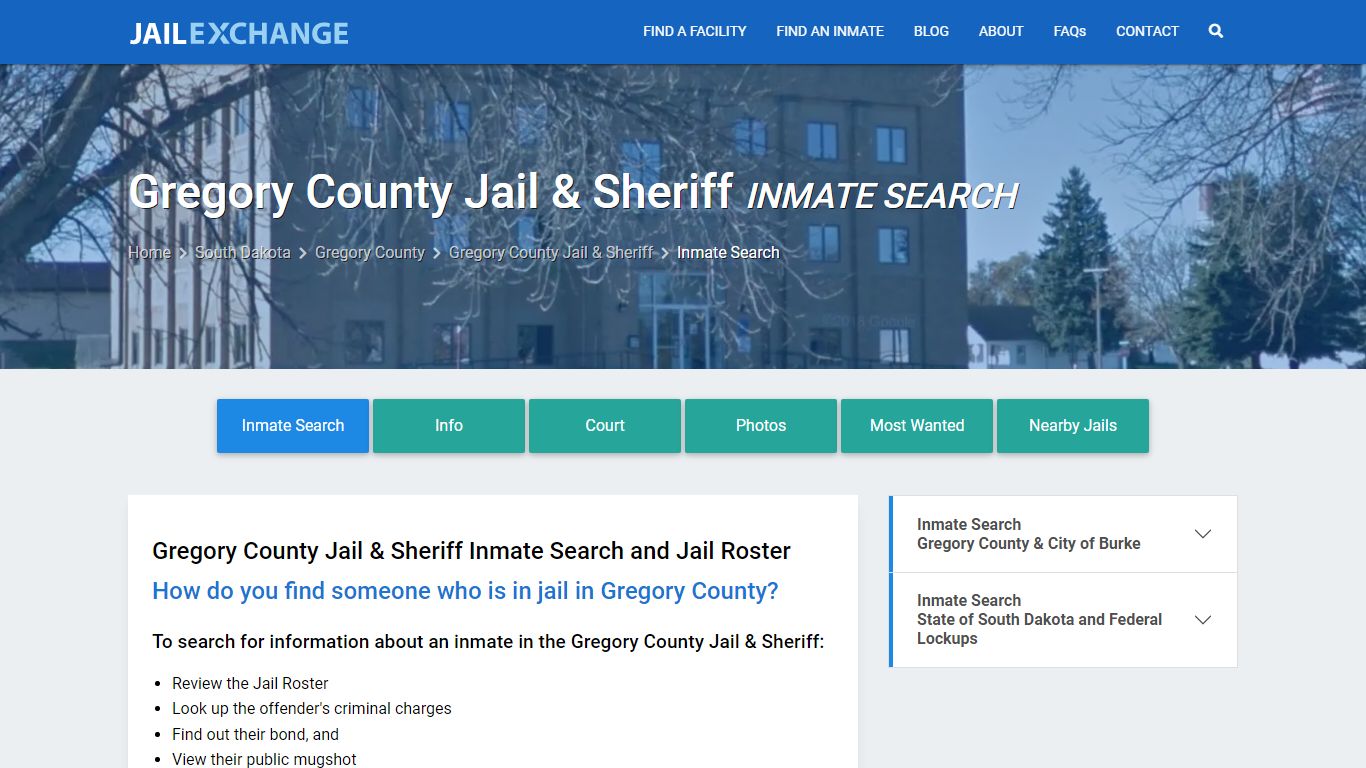 Gregory County Jail & Sheriff Inmate Search - Jail Exchange