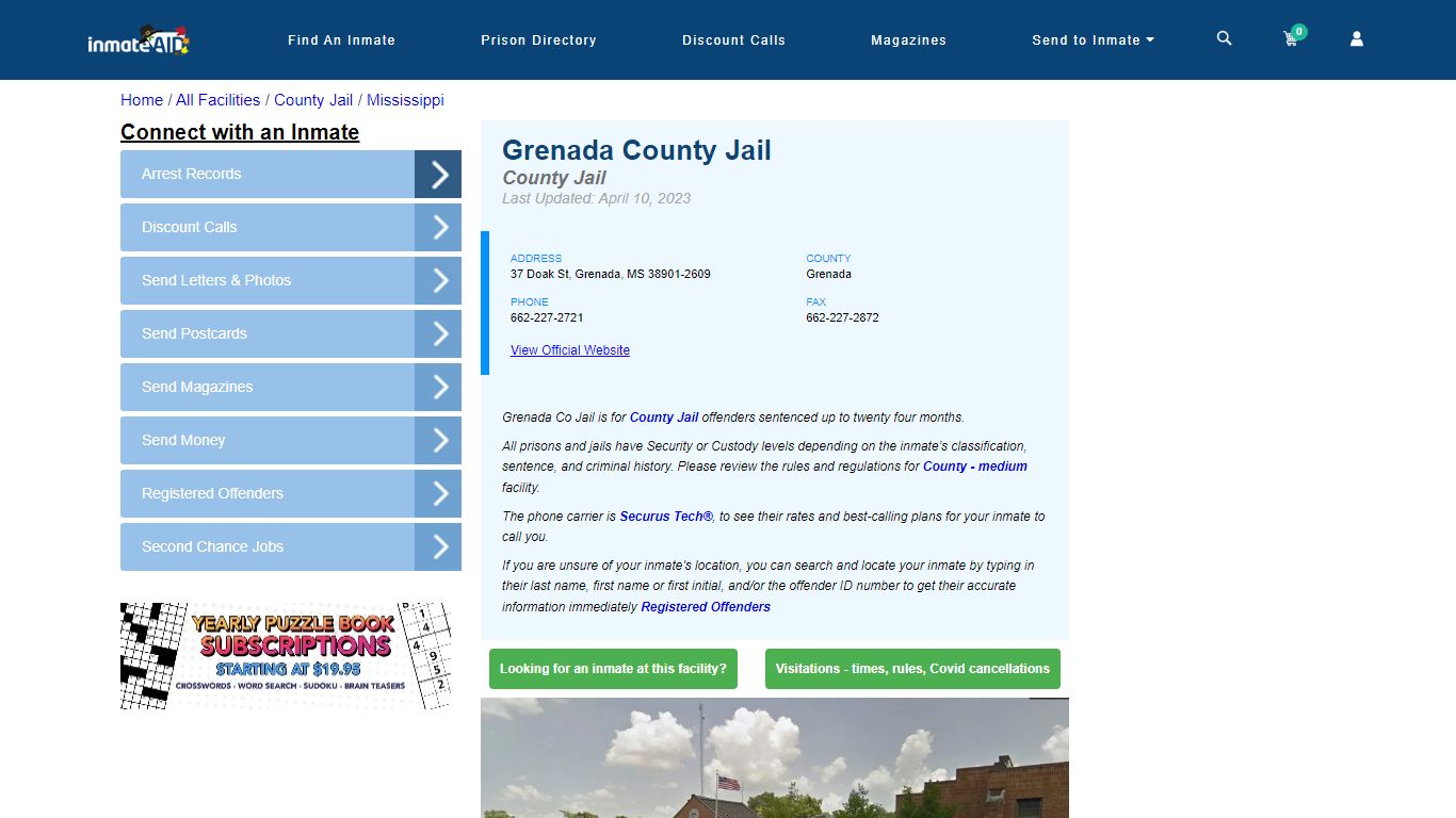Grenada County Jail - Inmate Locator - Grenada, MS
