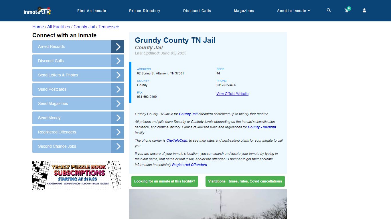 Grundy County TN Jail - Inmate Locator - Altamont, TN