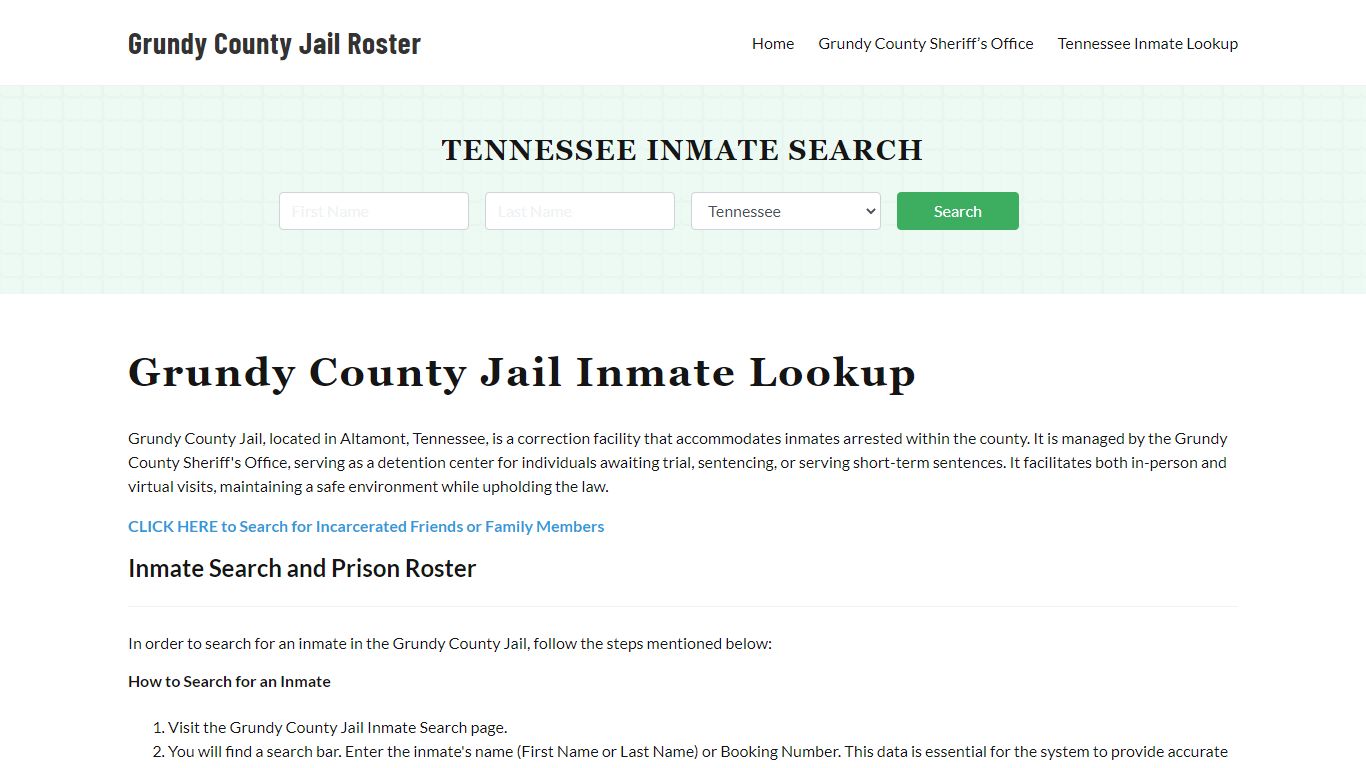 Grundy County Jail Roster Lookup, TN, Inmate Search