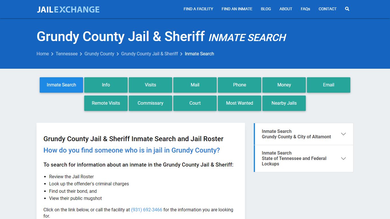 Inmate Search: Roster & Mugshots - Grundy County Jail & Sheriff, TN