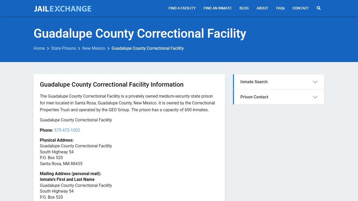 Guadalupe County Correctional Facility Inmate Search, NM - Jail Exchange