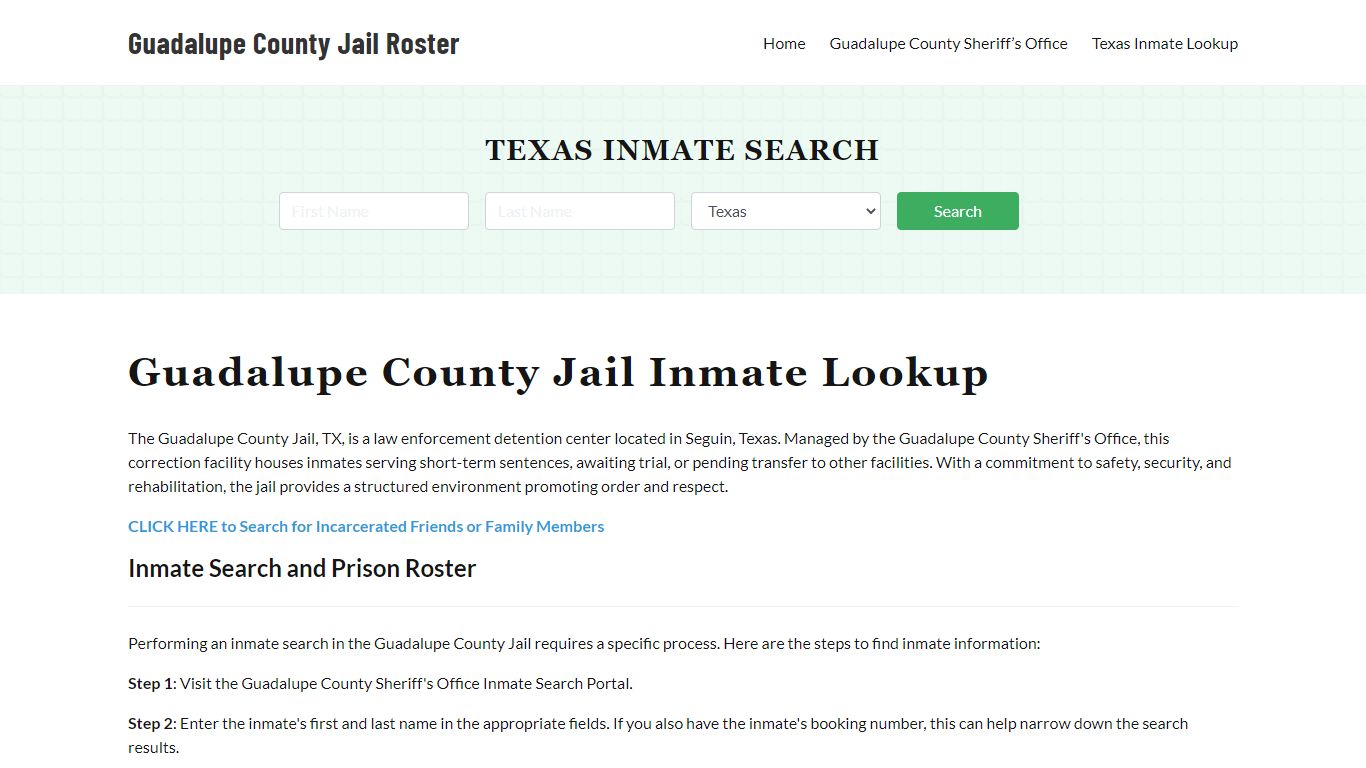 Guadalupe County Jail Roster Lookup, TX, Inmate Search