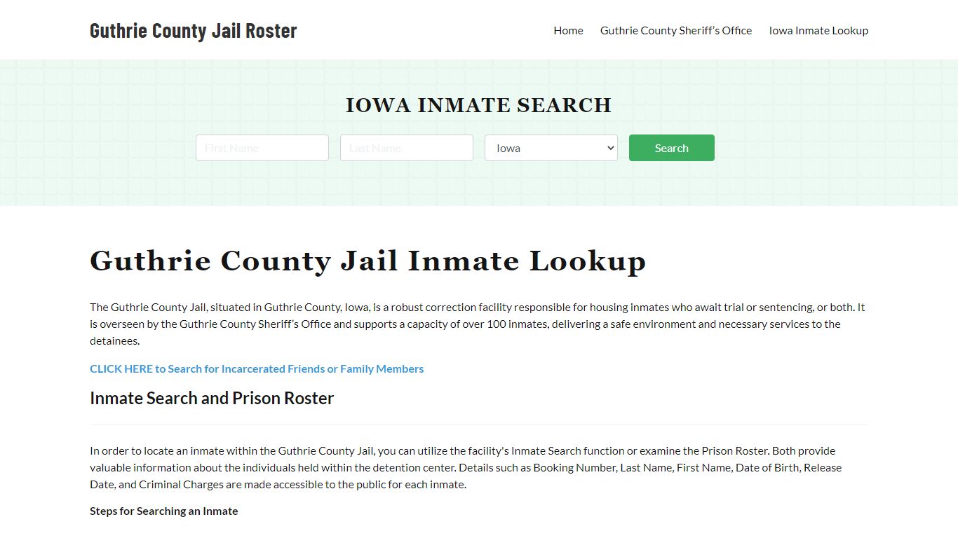 Guthrie County Jail Roster Lookup, IA, Inmate Search
